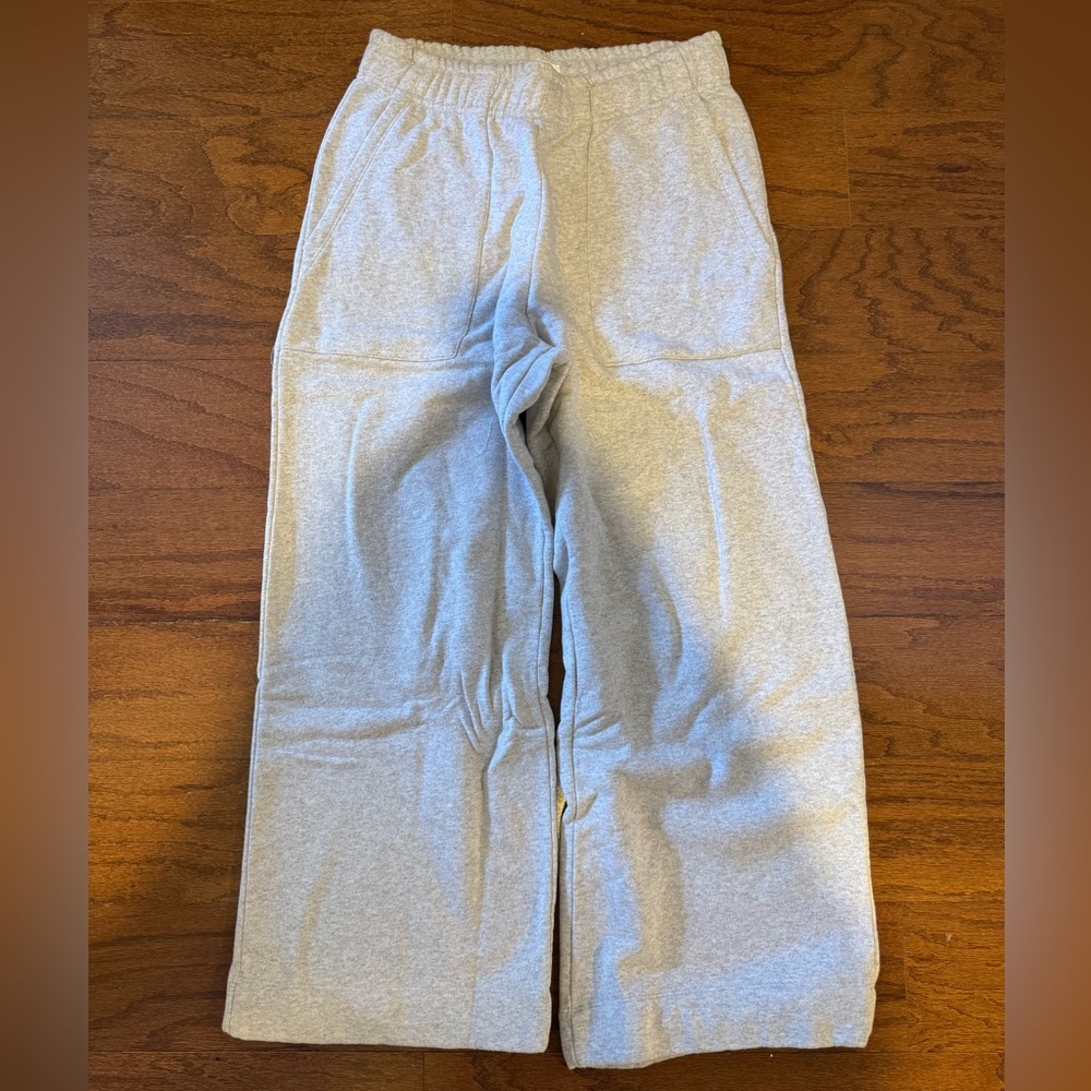 NWOT MATE the Label Organic Fleece Wide Leg Pants in Gray - M